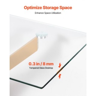 VEVOR Γυάλινο Τραπεζάκι Καφέ με Μεταλλική Βάση και Διασταυρούμενα Π...