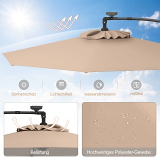 Costway Αναδιπλούμενη Ομπρέλα Κήπου με Ηλιακά LED Φώτα και Περιστρο...