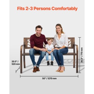 VEVOR Μεταλλικός Πάγκος Βεράντας 127 εκ. με Πλάτη PVC για Βεράντα G...