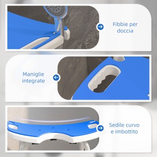 HOMCOM Ρυθμιζόμενο σε ύψος σκαμπό ντους με λαβή, επενδεδυμένο κάθι... HOMCOM Ρυθμιζόμενο σε ύψος σκαμπό ντους με λαβή, επενδεδυμένο κάθι...