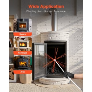 VEVOR Σετ Καθαρισμού Καμινάδας 9μ με Ανταλλακτικές Βούρτσες & Γυαλι...