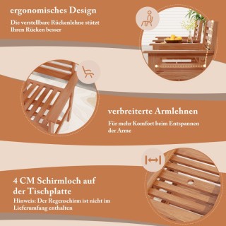 Costway  Σετ Εξωτερικών Καθισμάτων από Ξύλο με Τραπέζι και Οπή Ομπρ...