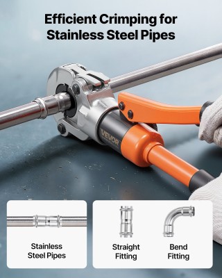 VEVOR Υδραυλική Πρέσα για Σωλήνες με Σιαγόνες V12-V28 & Θήκη Μεταφο...