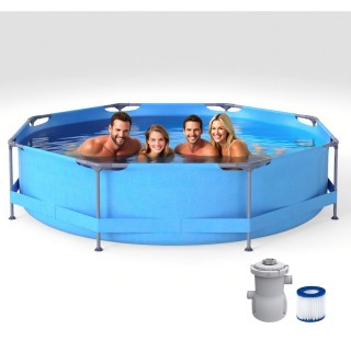 Costway  Στρογγυλή Πισίνα 3m x 76cm με Εξωτερικό Πλαίσιο & Φίλτρο Α...