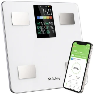 Ruhhy BMI-Badezimmerwaage mit Körperanalyse, bis 226 kg, Anschlussmöglichkeiten...