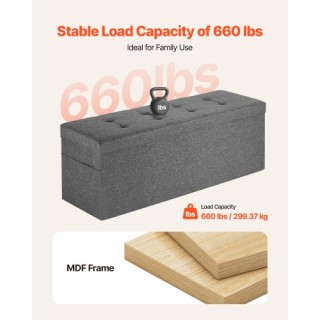 VEVOR Πτυσσόμενο Σκαμπό-Παγκάκι Αποθήκευσης με Πλαινές Θήκες, Υφασμ...