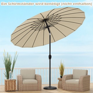 Costway  Ομπρέλα Κήπου με Κλείσιμο Μανιβέλας, Διάμετρος 258 εκ., Ρυ...