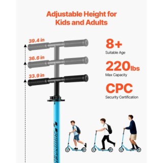 VEVOR Παιδικό Πατίνι 2 Τροχών, Ρυθμιζόμενο Τιμόνι, Αντιολισθητική Ε...