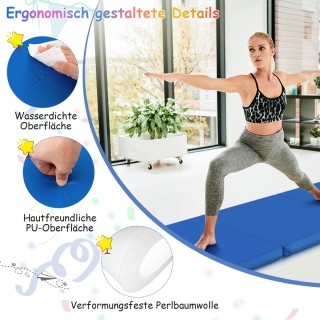 Costway Πτυσσόμενο μαλακό αντιολισθητικό στρώμα γυμναστικής με 2 λ... Costway Πτυσσόμενο μαλακό αντιολισθητικό στρώμα γυμναστικής με 2 λ...