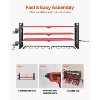 VEVOR Οργανωτής Τοίχου Εργαλείων, 4-επίπεδη Ράφι Αποθήκευσης με 8 Θ...