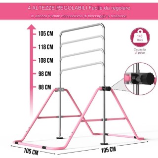 BAKAJI  Πτυσσόμενη Μπάρα Γυμναστικής και Χορού για Παιδιά από Ροζ Α...