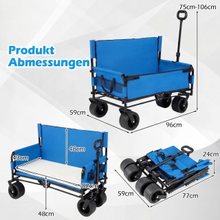 Costway Διπλό Καρότσι 2-σε-1 για Παραλία με Αναδιπλούμενο Κάθισμα κ...