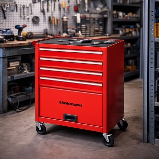 STAKMANN Κόκκινο Καροτσάκι Εργαλείων με 4 Συρτάρια Κατασκευασμένο α... STAKMANN Κόκκινο Καροτσάκι Εργαλείων με 4 Συρτάρια Κατασκευασμένο α...