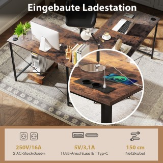 Costway Γραφείο σε σχήμα L με σταθμό φόρτισης, υπολογιστής, ρουστί... Costway Γραφείο σε σχήμα L με σταθμό φόρτισης, υπολογιστής, ρουστί...