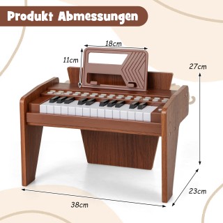 Costway Παιδικό Μίνι Ψηφιακό Πιάνο 25 Πλήκτρων με Ρυθμιζόμενη Ταχύτ...