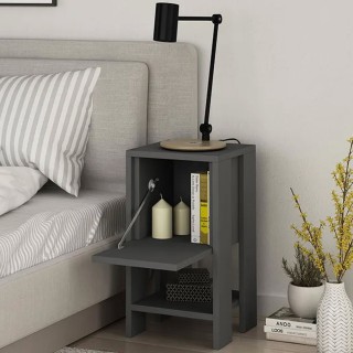 Shally Dogan Κομοδίνο με 2 ράφια και ανακλινόμενη πόρτα, μοντέρνος ...