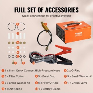 VEVOR  Συμπιεστής Αέρα PCP 4500PSI/30Mpa με Ενσωματωμένο Μετατροπέα...