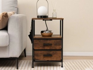 Costway Κομοδίνο με Σταθμό Φόρτισης & 2 Συρτάρια & 6 Πλαϊνές Τσέπες...