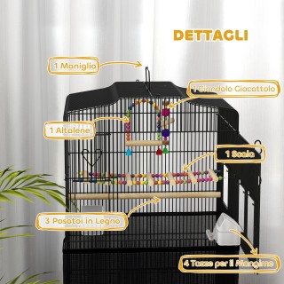 PawHut Κλουβί Πουλιών με Χερούλι, Αποσπώμενος Δίσκος, Ξύλινα Ορθοστ... PawHut Κλουβί Πουλιών με Χερούλι, Αποσπώμενος Δίσκος, Ξύλινα Ορθοστ...