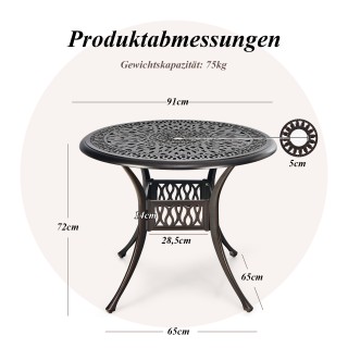 Costway Στρογγυλό Τραπέζι Κήπου Ø 90 cm από Χυτό Αλουμίνιο με Οπή ... Costway Στρογγυλό Τραπέζι Κήπου Ø 90 cm από Χυτό Αλουμίνιο με Οπή ...