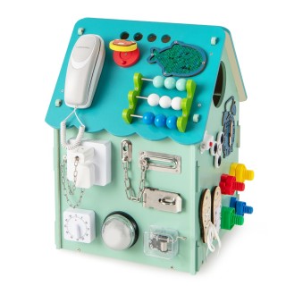 Costway Πολυλειτουργικό Ξύλινο Παιχνιδοσπιτάκι με Αισθητηριακά Παιχ...