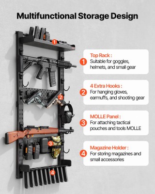 VEVOR Ράφι Όπλων Τοίχου, Ανθεκτικός Ατσάλινος Σκελετός, Χωρητικότητ...