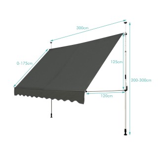 Costway Γκρι Ρυθμιζόμενη Τέντα Σκίασης UV Ανθεκτική Αδιάβροχη 300 ... Costway Γκρι Ρυθμιζόμενη Τέντα Σκίασης UV Ανθεκτική Αδιάβροχη 300 ...