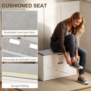 HOMCOM Λευκή Παπουτσοθήκη με Πτυσσόμενο Συρτάρι και Αποθηκευτικό Χώ...