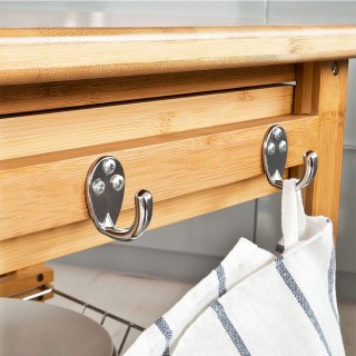 BAKAJI  Καρότσι Κουζίνας Ξύλο Μπαμπού 2 Συρτάρια Θήκη Μαχαιροπήρουν...