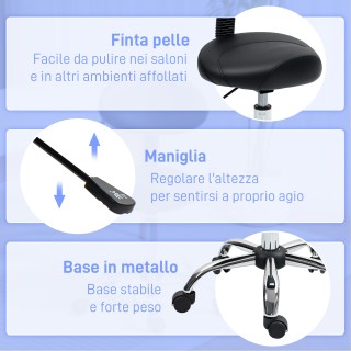 HOMCOM  Καρέκλα Αισθητικού με Ρόδες και Πλάτη, Ρυθμιζόμενο Ύψος και...