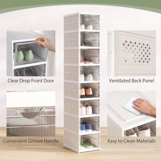 Παπουτσοθήκη με 8 Στοιβαζόμενα Διαφανη Κουτιά Αποθήκευσης για Παπού... Παπουτσοθήκη με 8 Στοιβαζόμενα Διαφανη Κουτιά Αποθήκευσης για Παπού...