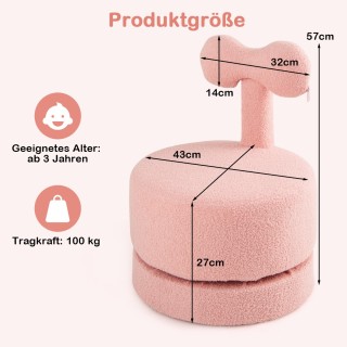 Costway Σετ 2 Περιστρεφόμενων Καρεκλών για Παιδιά με Υφασμάτινη Επέ...