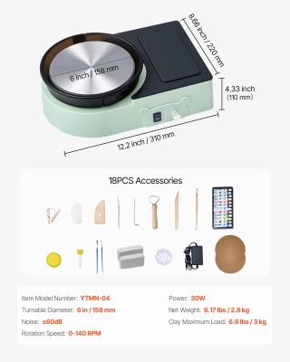 VEVOR Ηλεκτρικός Μίνι Κεραμικός Τροχός για Παιδιά και Ενήλικες 158 ...