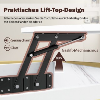 Costway Πολυλειτουργικό Σαλόνι Τραπεζάκι με Ρυθμιζόμενο Ύψος και Κρ...