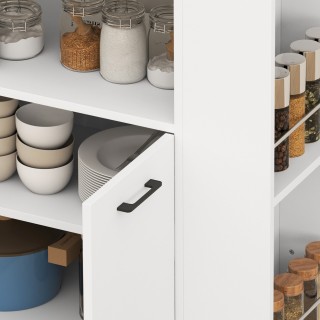 HOMCOM  Ξύλινο Καρότσι Κουζίνας με Ανοιχτό Ράφι, Ντουλάπι και Πλευρ...