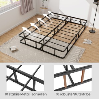 Costway  Μεταλλικό Κρεβάτι με Μαύρο Πλαίσιο και Ανθεκτική Στήριξη, ...