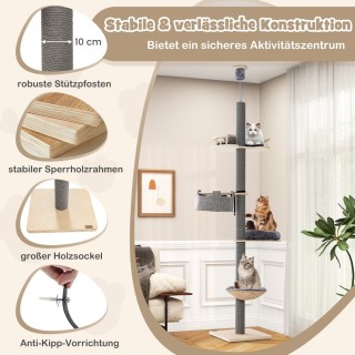 Costway Πολυλειτουργικός Ουρανοξύστης Γάτας με Ρυθμιζόμενο Ύψος και... Costway Πολυλειτουργικός Ουρανοξύστης Γάτας με Ρυθμιζόμενο Ύψος και...