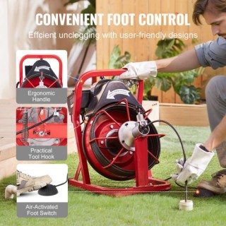 Ηλεκτρικό Μηχάνημα Καθαρισμού Αποχέτευσης VEVOR 50FT x 3/8 In Auto ...
