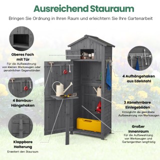 Costway Πολυλειτουργική και Κλειδωμένη Ξύλινη Αποθήκη Κήπου 75 x 50...