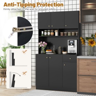 Costway Πολυλειτουργικό Ντουλάπι Κουζίνας με Ρυθμιζόμενα Ράφια, Ανο...