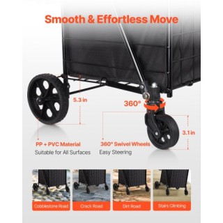 VEVOR Πτυσσόμενο Καροτσάκι Αγορών με Διπλά Καλάθια, Αδιάβροχη Επένδ... VEVOR Πτυσσόμενο Καροτσάκι Αγορών με Διπλά Καλάθια, Αδιάβροχη Επένδ...