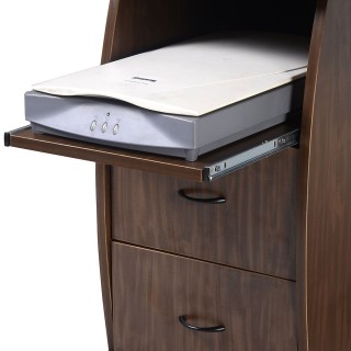 Costway Ξύλινο Γραφείο Υπολογιστή με Ράφι Εκτυπωτή και Συρόμενο Δίσ...