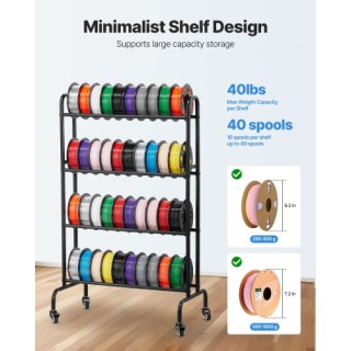 VEVOR Ράφι Αποθήκευσης Νημάτων 3D Εκτυπωτή 4 Επιπέδων 3DDYSNJYDSSCM...