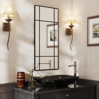 HOMCOM Καθρέπτης Τοίχου Στιλ Παράθυρο με Κατακόρυφη και Οριζόντια Τ...