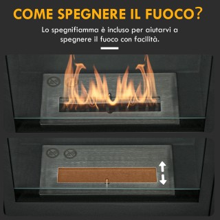 HOMCOM  Τζάκι βιοαιθανόλης δαπέδου με καυστήρα 0.9L, διάρκεια 3 ώρε...