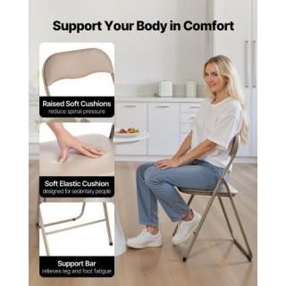 VEVOR Σετ 4 Πτυσσόμενες Καρέκλες Δερμάτινες με Μαξιλαράκι Καφέ JSZD... VEVOR Σετ 4 Πτυσσόμενες Καρέκλες Δερμάτινες με Μαξιλαράκι Καφέ JSZD...