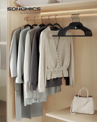 SONGMICS Σετ 50 Βελούδινες Κρεμάστρες με Μαύρο Άγκιστρο – Αντιολισθ... SONGMICS Σετ 50 Βελούδινες Κρεμάστρες με Μαύρο Άγκιστρο – Αντιολισθ...