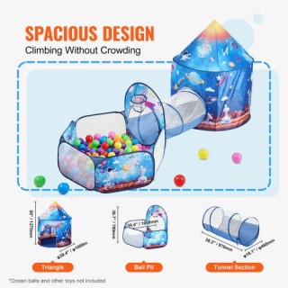 Παιδική Σκηνή Παιχνιδιού 3 σε 1 με Τούνελ, Ρουκέτα, Μπλε  PPSDZPX3D...