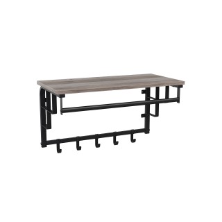 VASAGLE Επιτοίχια Κρεμάστρα με 5 Γάντζους και Κρεμαστή Ράγα, Γκριζο...