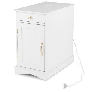 Costway Λευκό Ξύλινο Κομοδίνο με Ενσωματωμένο Σταθμό Φόρτισης και Ρ... Costway Λευκό Ξύλινο Κομοδίνο με Ενσωματωμένο Σταθμό Φόρτισης και Ρ...